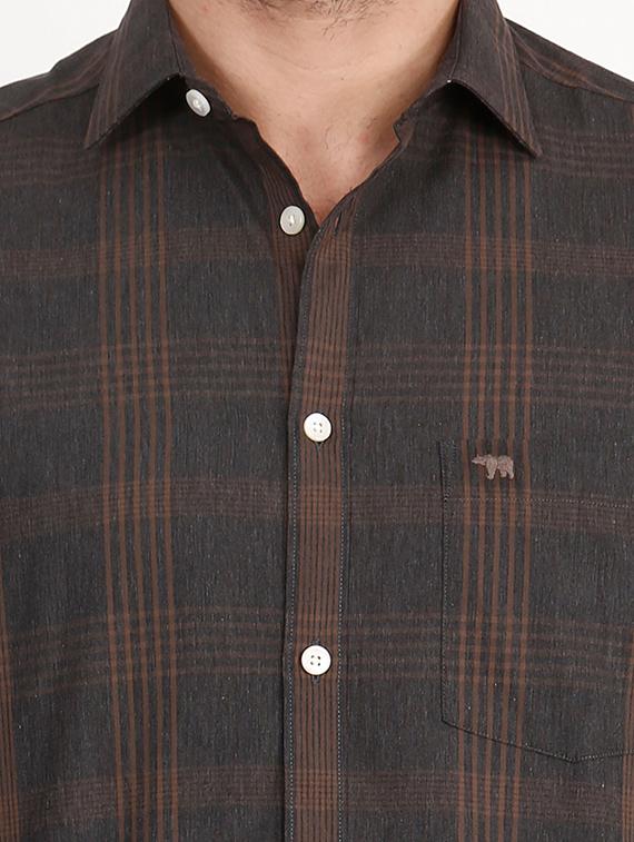 brown checkered casual shirt - 15292722 - Zoom Image - 5