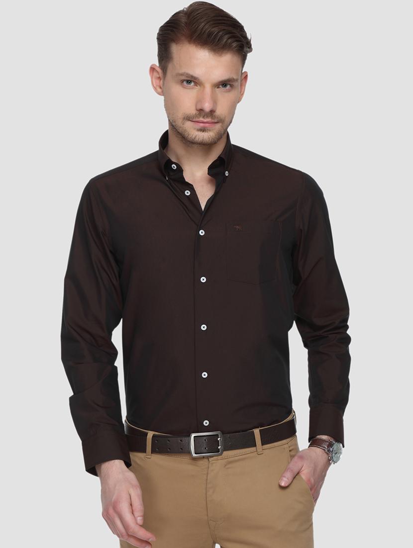 brown solid formal shirt - 15292748 - Zoom Image - 1
