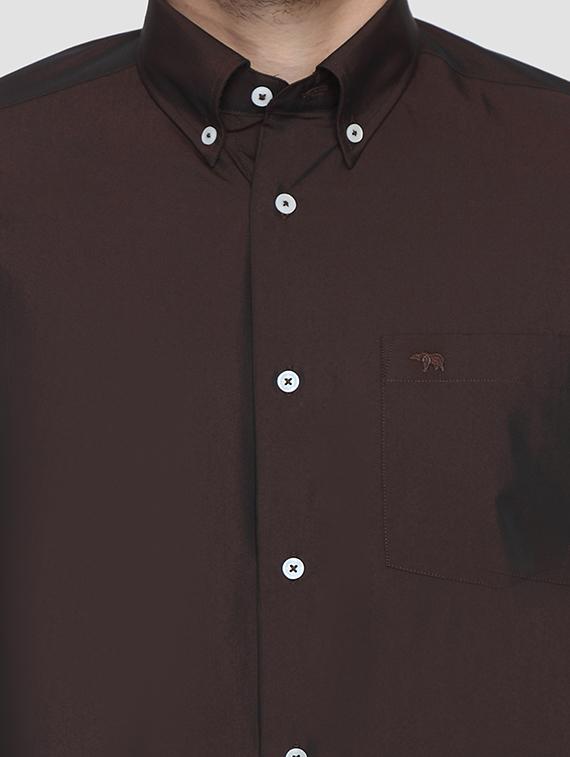 brown solid formal shirt - 15292748 - Zoom Image - 5