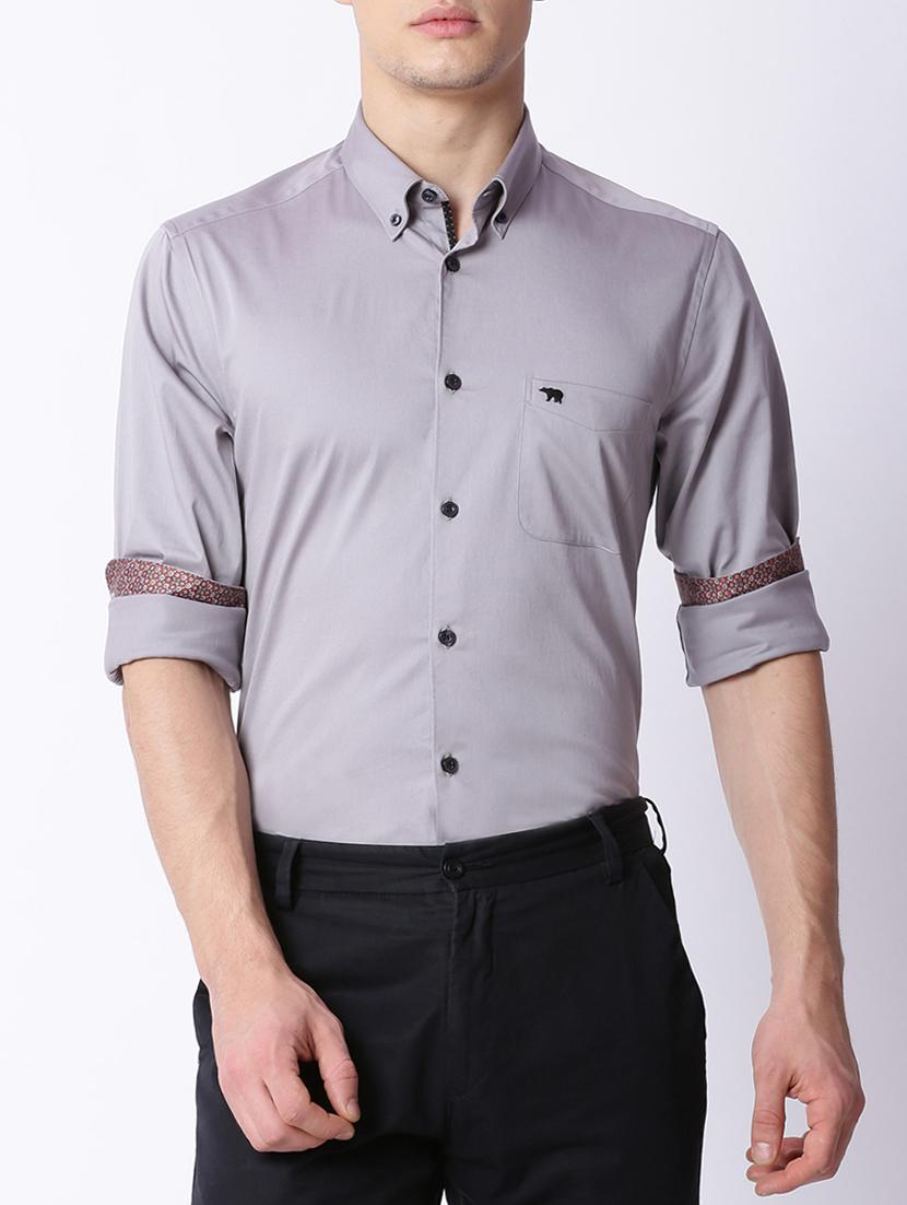 grey cotton formal shirt - 15292789 - Zoom Image - 1
