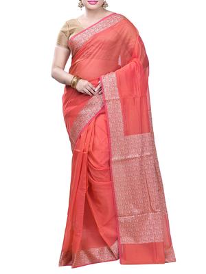 Contrast bordered saree with blouse - 15293189 - Standard Image - 1