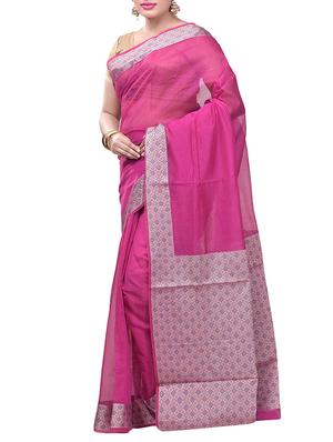 Contrast bordered saree with blouse - 15293199 - Standard Image - 1