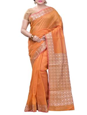 Contrast bordered saree with blouse - 15293216 - Standard Image - 1