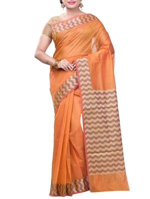 Contrast bordered saree with blouse - 15293221 - Standard Image - 1