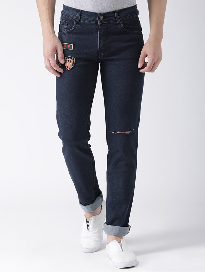 blue denim patched jeans - 15293436 - Zoom Image - 1