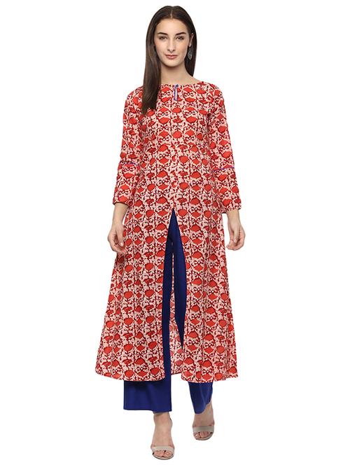 brown rayon kurta palazzo set - 15294124 - Standard Image - 1