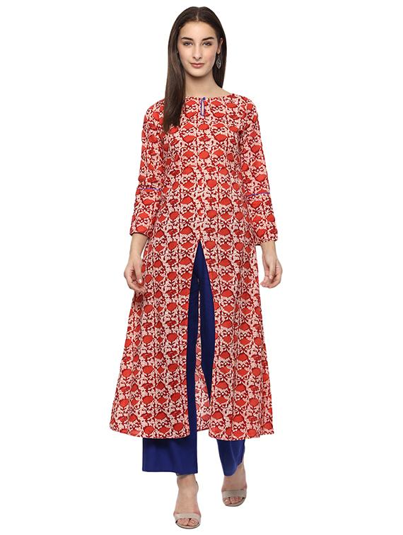 brown rayon kurta palazzo set - 15294124 - Zoom Image - 1