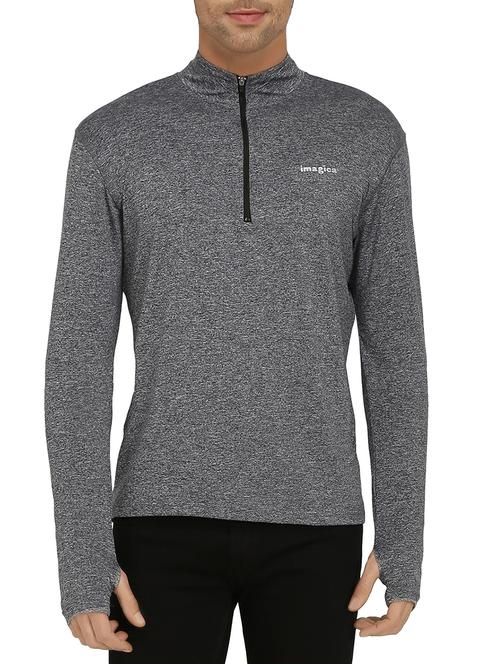 grey fleece thumb hole t-shirt - 15294782 - Standard Image - 1