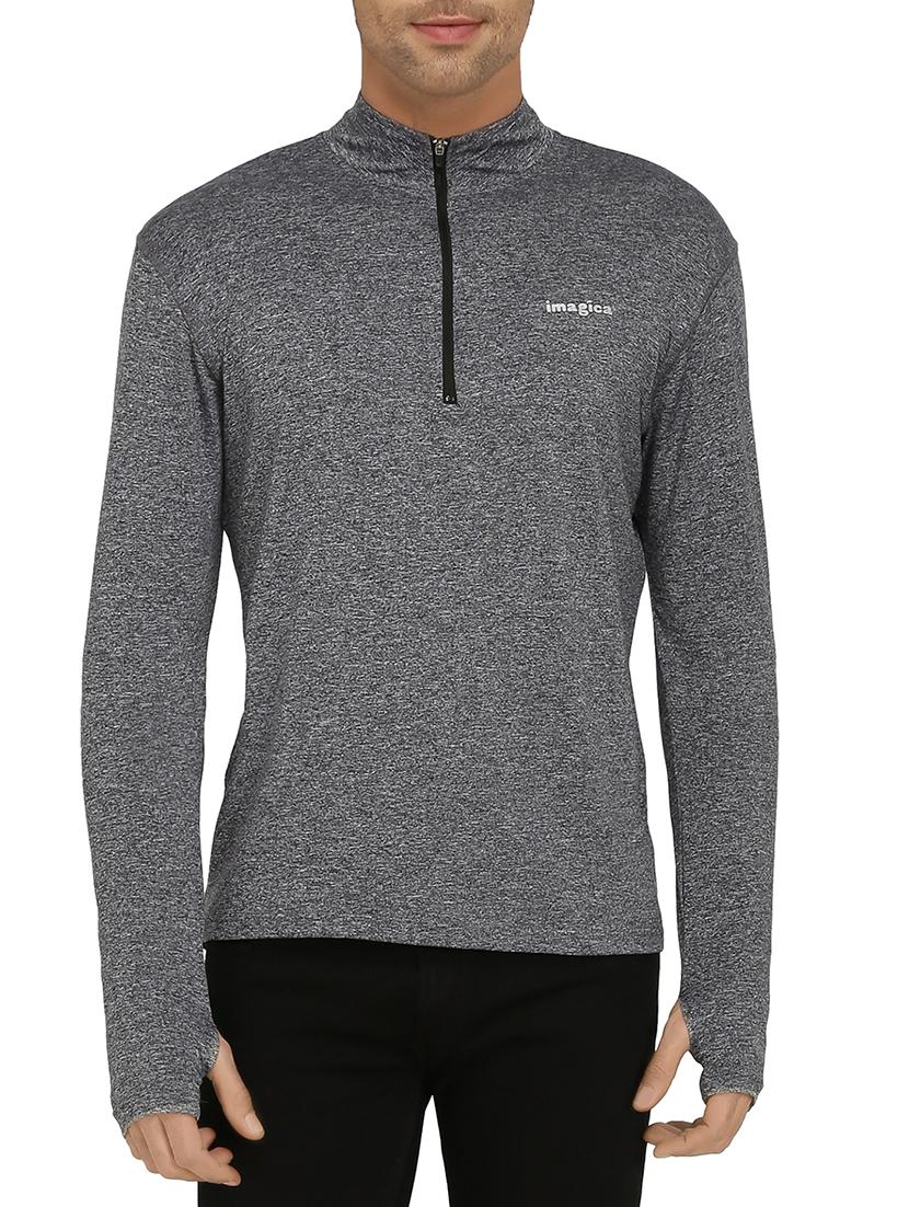 grey fleece thumb hole t-shirt - 15294782 - Zoom Image - 1