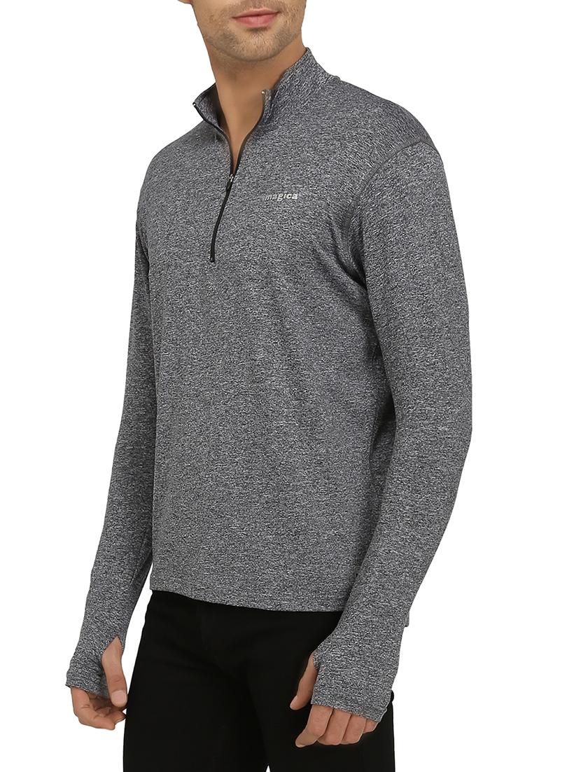 grey fleece thumb hole t-shirt - 15294782 - Zoom Image - 2