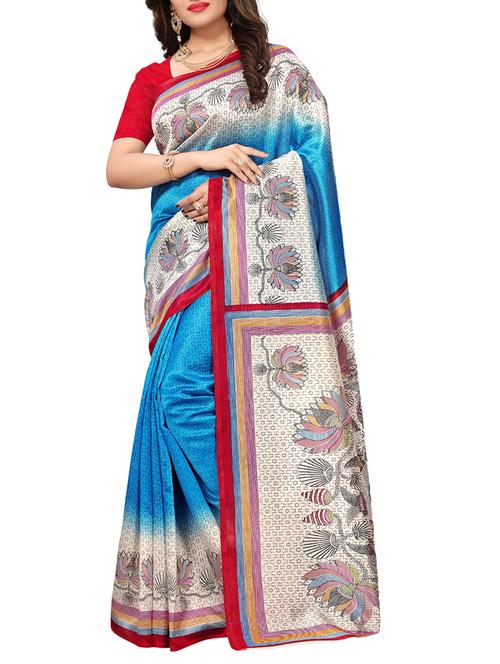 all over printed pink art silk saree with blouse - 15296059 - Very Small Image - 1