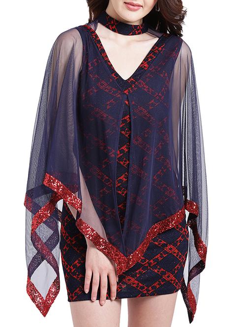cape sleeved sheath dress - 15296198 - Standard Image - 1
