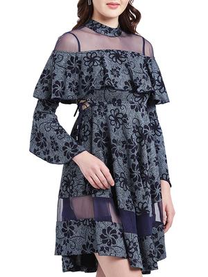 mesh panel printed layered dress - 15296200 - Standard Image - 2