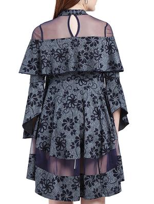 mesh panel printed layered dress - 15296200 - Standard Image - 3