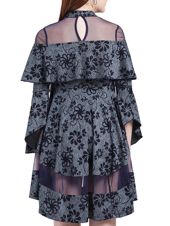 mesh panel printed layered dress - 15296200 - Zoom Image - 3