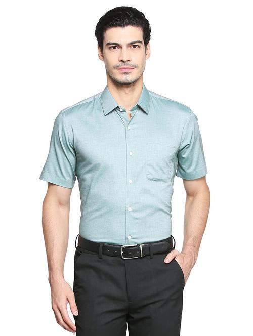 green cotton formal shirt - 15296292 - Standard Image - 1