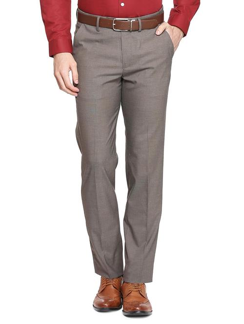 grey polyester blend flat front formal trouser - 15296332 - Standard Image - 1