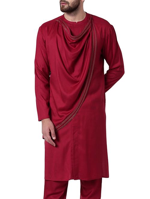 red rayon long kurta - 15296437 - Very Small Image - 1