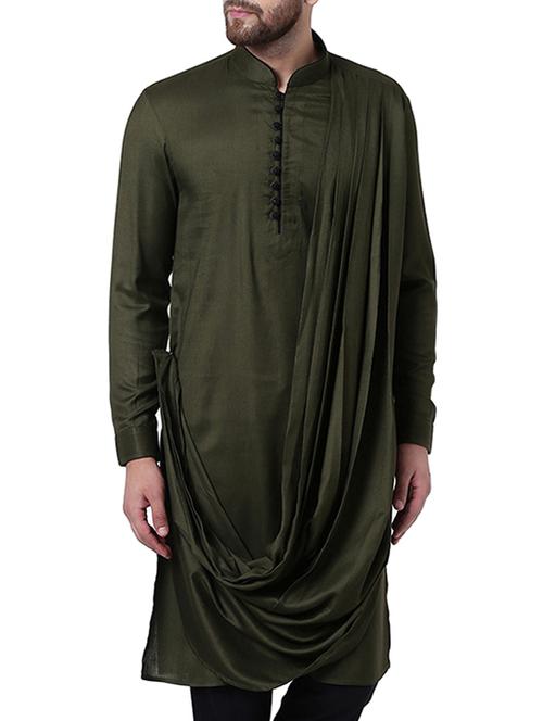 green solid long kurta - 15296447 - Standard Image - 1