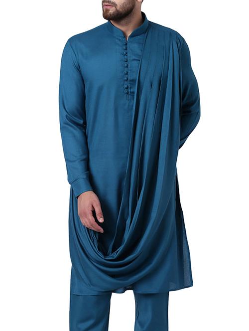 blue rayon long kurta - 15296452 - Standard Image - 1