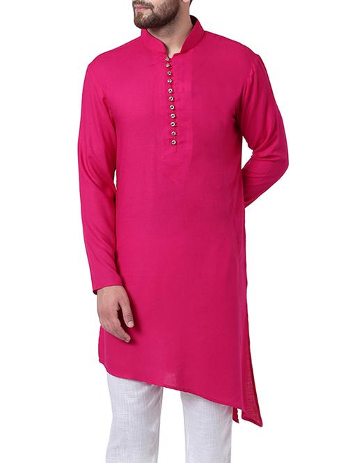 pink rayon asymmetric kurta - 15296459 - Standard Image - 1