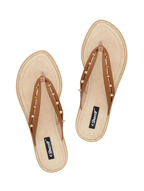 tan toe separator flip flop - 15296568 - Standard Image - 1