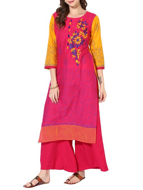 straight embroidered kurta - 15297634 - Standard Image - 1