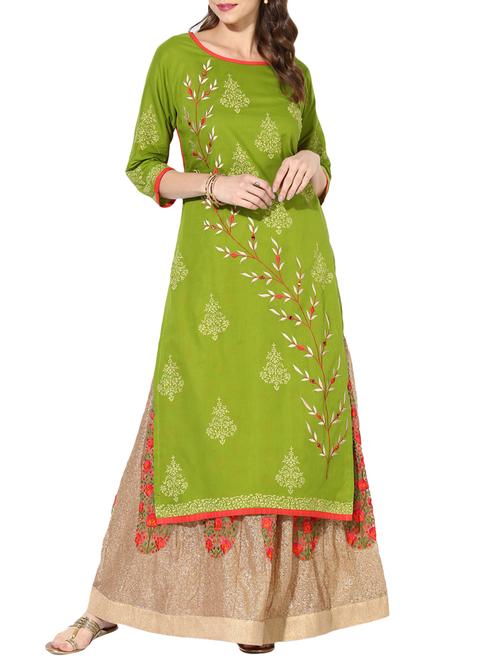 straight embroidered kurta - 15297635 - Standard Image - 1
