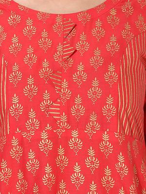 block printed flared kurta - 15297636 - Standard Image - 4