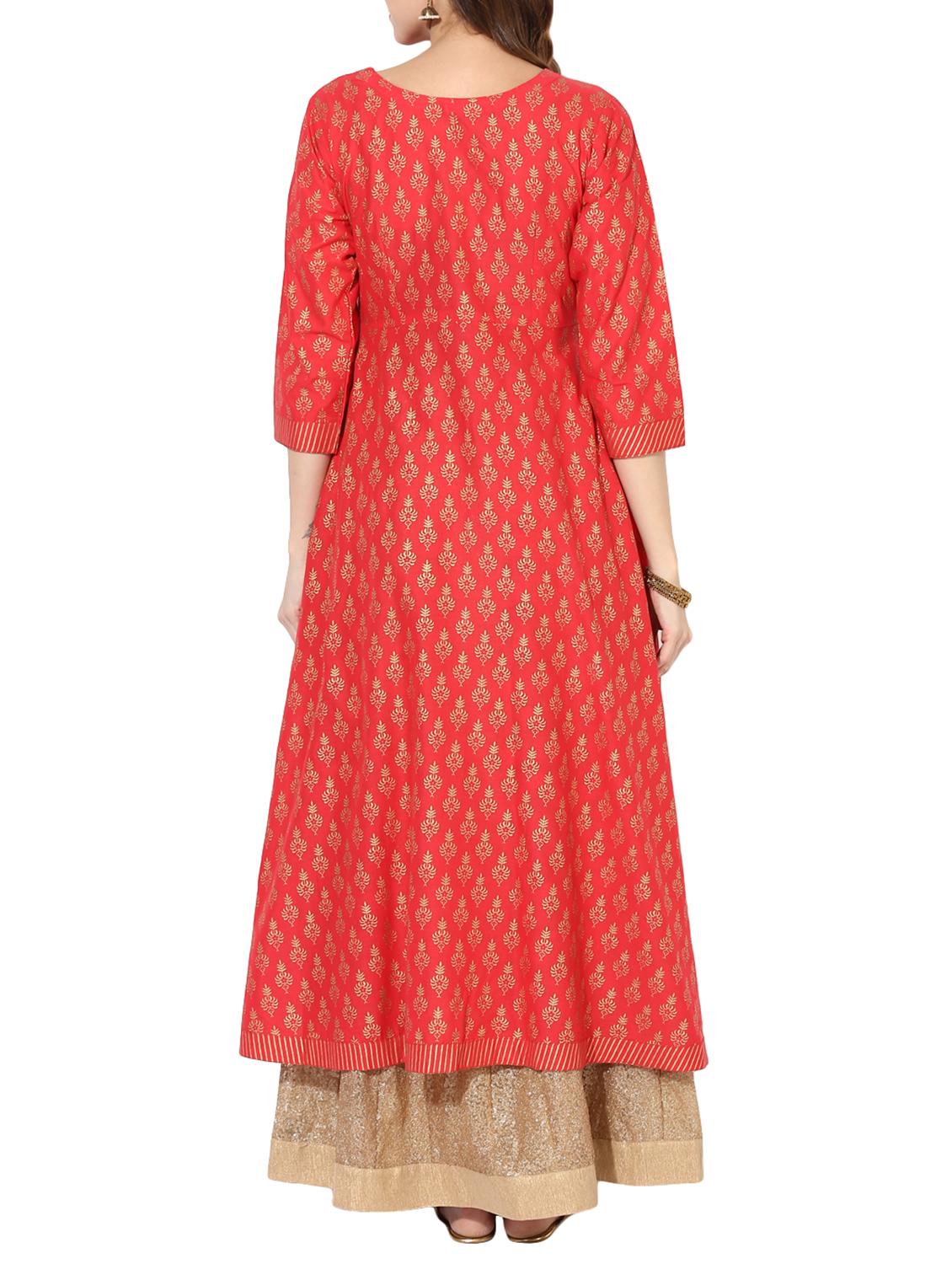 block printed flared kurta - 15297636 - Zoom Image - 3