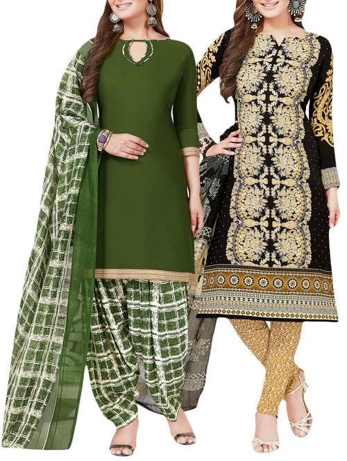 multi colored unstitched combo suit - 15299873 - Very Small Image - 1