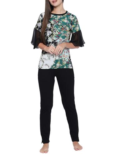 printed bell sleeve nightwear pajama set - 15300178 - Very Small Image - 1