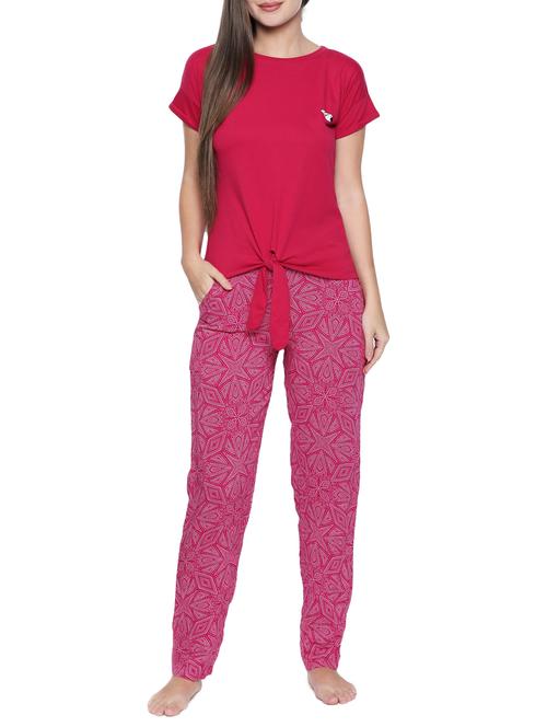 tie hem nightwear pajama set - 15300186 - Standard Image - 1