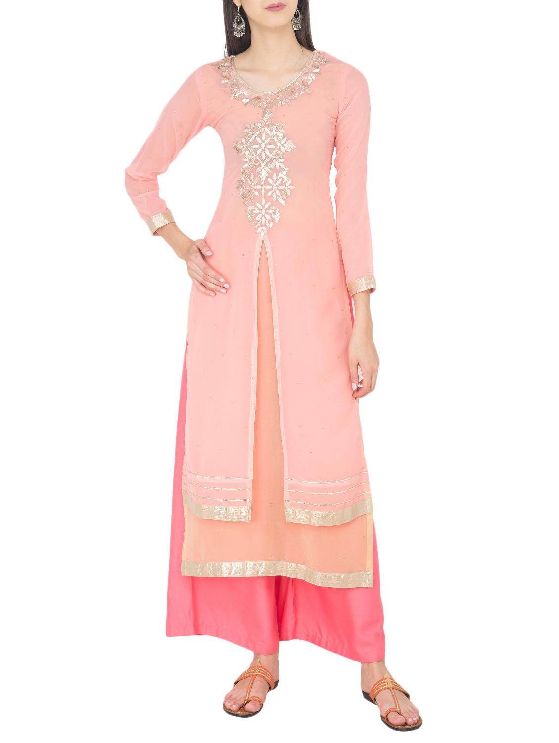 gota work layered kurta - 15300274 - Zoom Image - 1