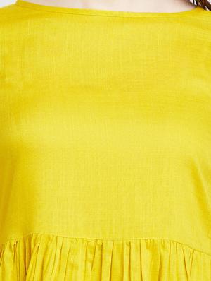 yellow solid viscose a-line top - 15300362 - Standard Image - 4