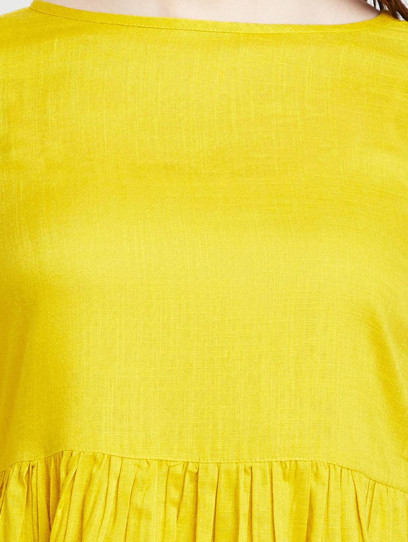 yellow solid viscose a-line top - 15300362 - Zoom Image - 4