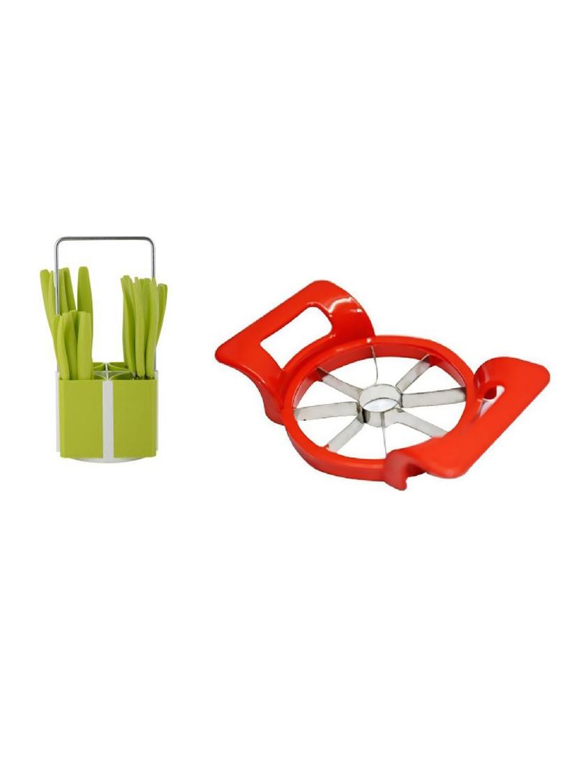 1 set 24 pcs cutlery spoon with stand set + 1 pc apple cutter - 15300404 - Zoom Image - 1