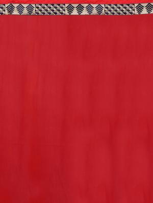 red georgette printed saree with blouse - 15300509 - Standard Image - 3