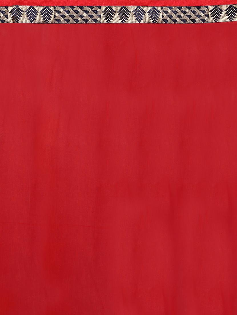 red georgette printed saree with blouse - 15300509 - Zoom Image - 3