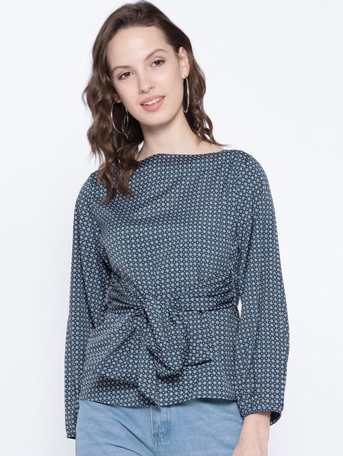 navy blue floral top - 15300791 - Standard Image - 1