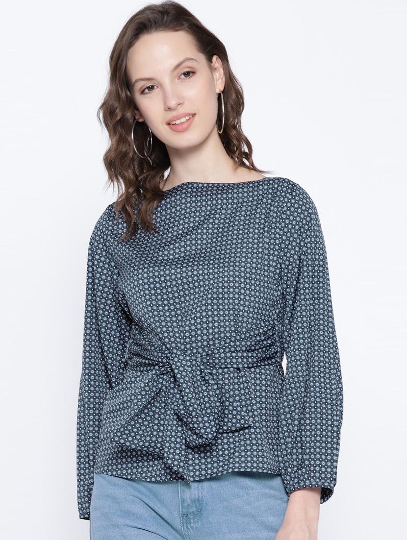 navy blue floral top - 15300791 - Zoom Image - 1