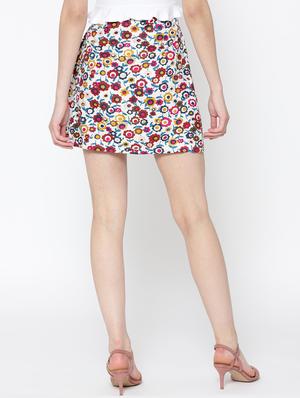 white floral rayon a-line skirt - 15300808 - Standard Image - 3
