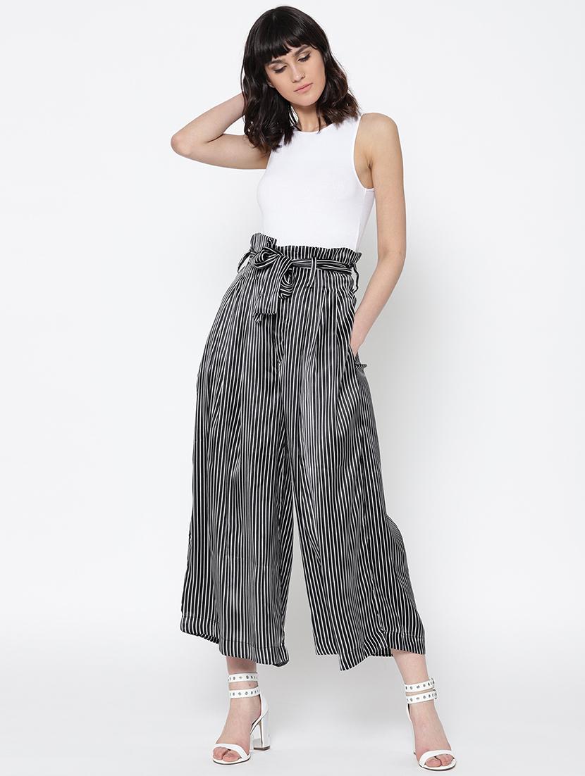 black striped flared palazzo - 15300876 - Zoom Image - 4