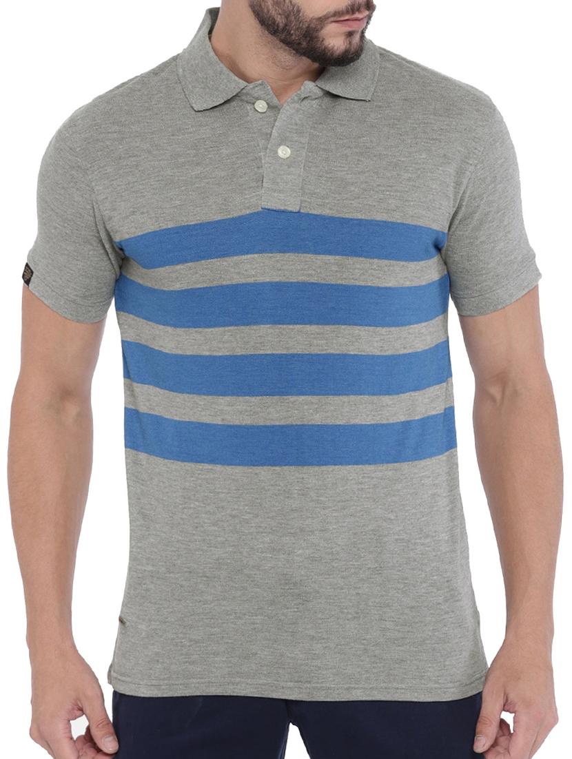 grey cotton blend polo t-shirt - 15300991 - Zoom Image - 1