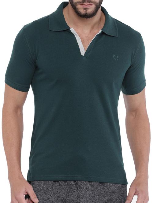 green cotton blend polo t-shirt - 15301014 - Standard Image - 1