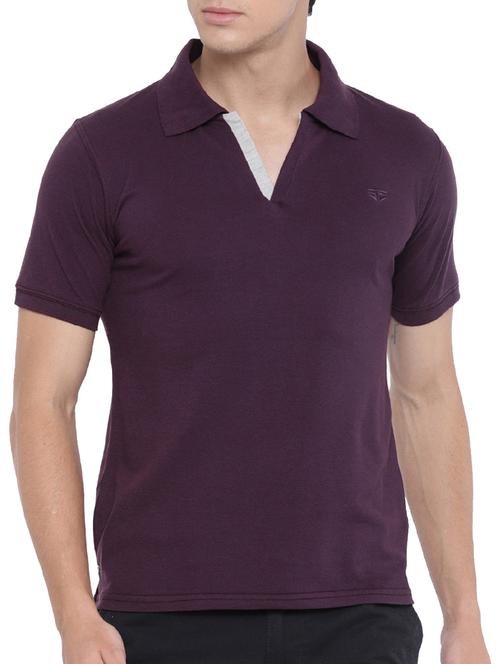 purple cotton blend collared t-shirt - 15301016 - Standard Image - 1