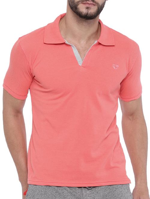 peach cotton blend polo t-shirt - 15301020 - Very Small Image - 1