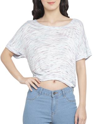melange cut out back crop top - 15301067 - Standard Image - 1