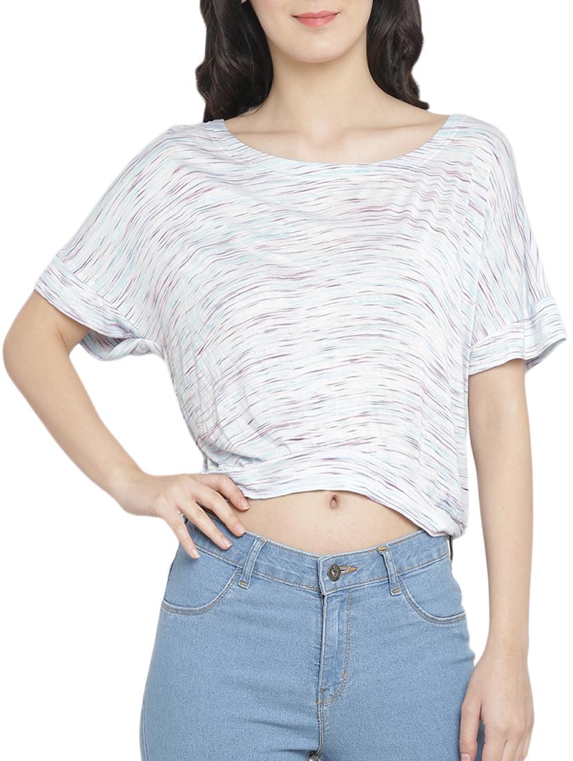 melange cut out back crop top - 15301067 - Zoom Image - 1