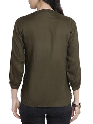 frill detail placket tie-up neck shirt - 15301145 - Standard Image - 3